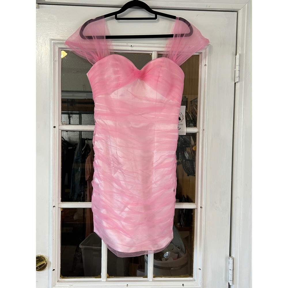 Pink Tulle‎ Mini Dress Sweetheart Lace Up Back Prom Homecoming Size 2. NWT